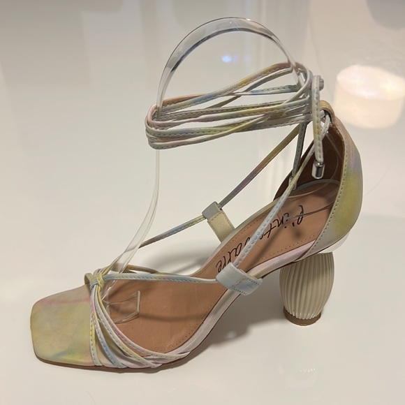 L’Intervalle Multi Coloured Tie Dye Leather Lace Up Heels w/ Creative Heel Sz 36 - Picture 3 of 11